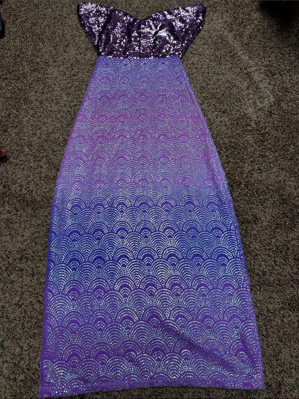 Purple Sequin Mermaid Tail Blanket